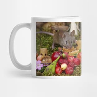 George the mouse in a log pile house - doing wood work Mug